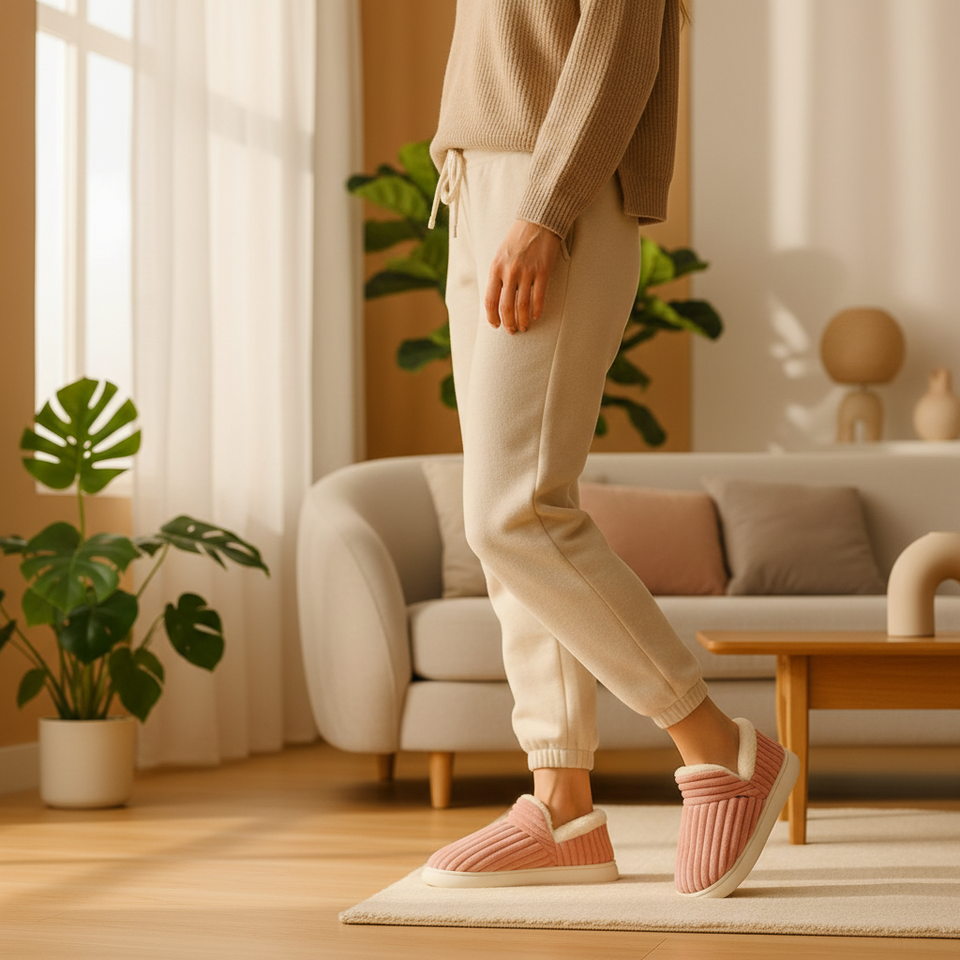 IceComfort - Baumwoll-Hausschuhe mit warmem Innenfutter