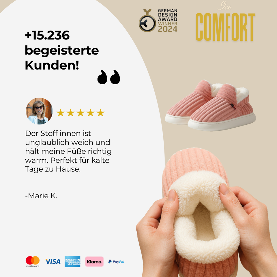 IceComfort - Baumwoll-Hausschuhe mit warmem Innenfutter