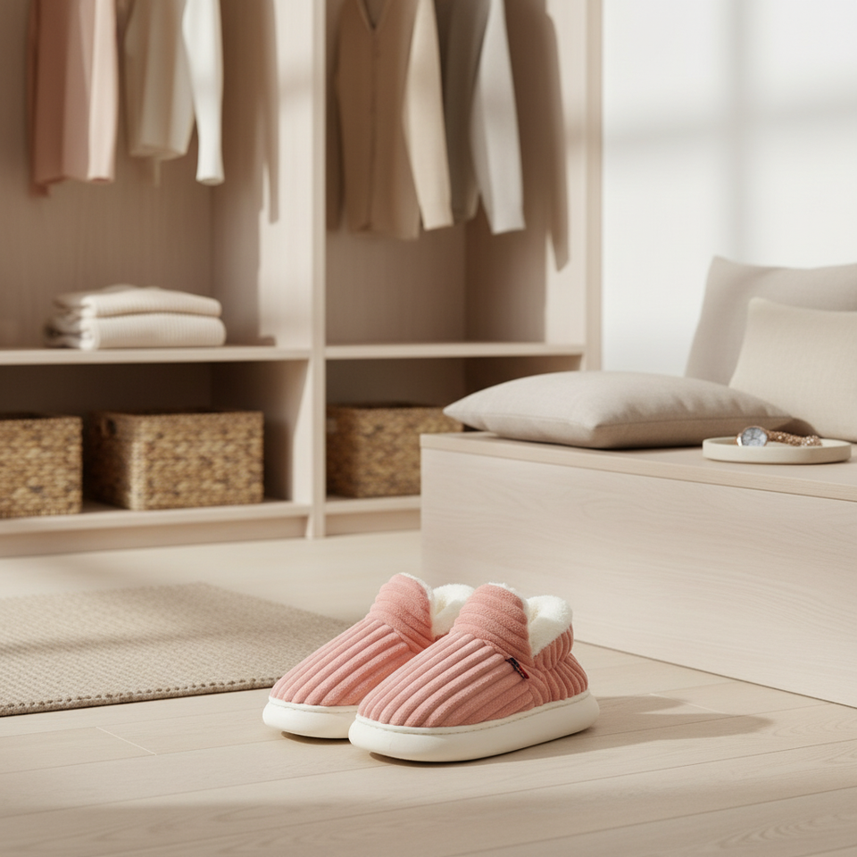 IceComfort - Baumwoll-Hausschuhe mit warmem Innenfutter