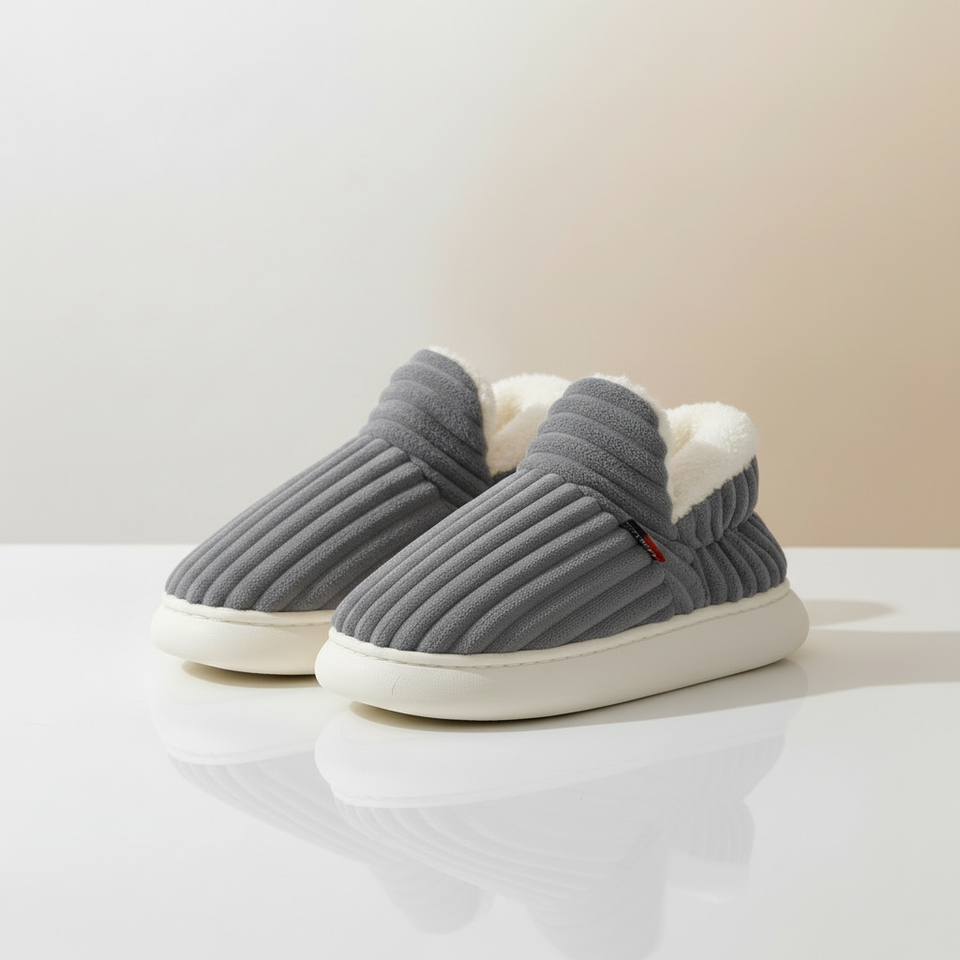 IceComfort - Baumwoll-Hausschuhe mit warmem Innenfutter